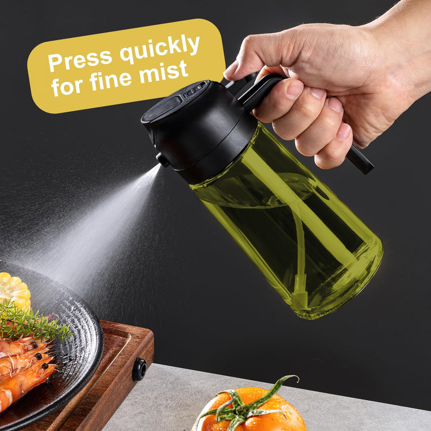 CXINYI 16oz/470ml Olive Oil Dispenser Bottle with Stickers - 2 in 1 Olive Oil Spray Bottle, Air Fryer & Salad, Light-Proof Glass Kitchen Gadgets, Black&Green 🍁 All In One Marketplace Canada