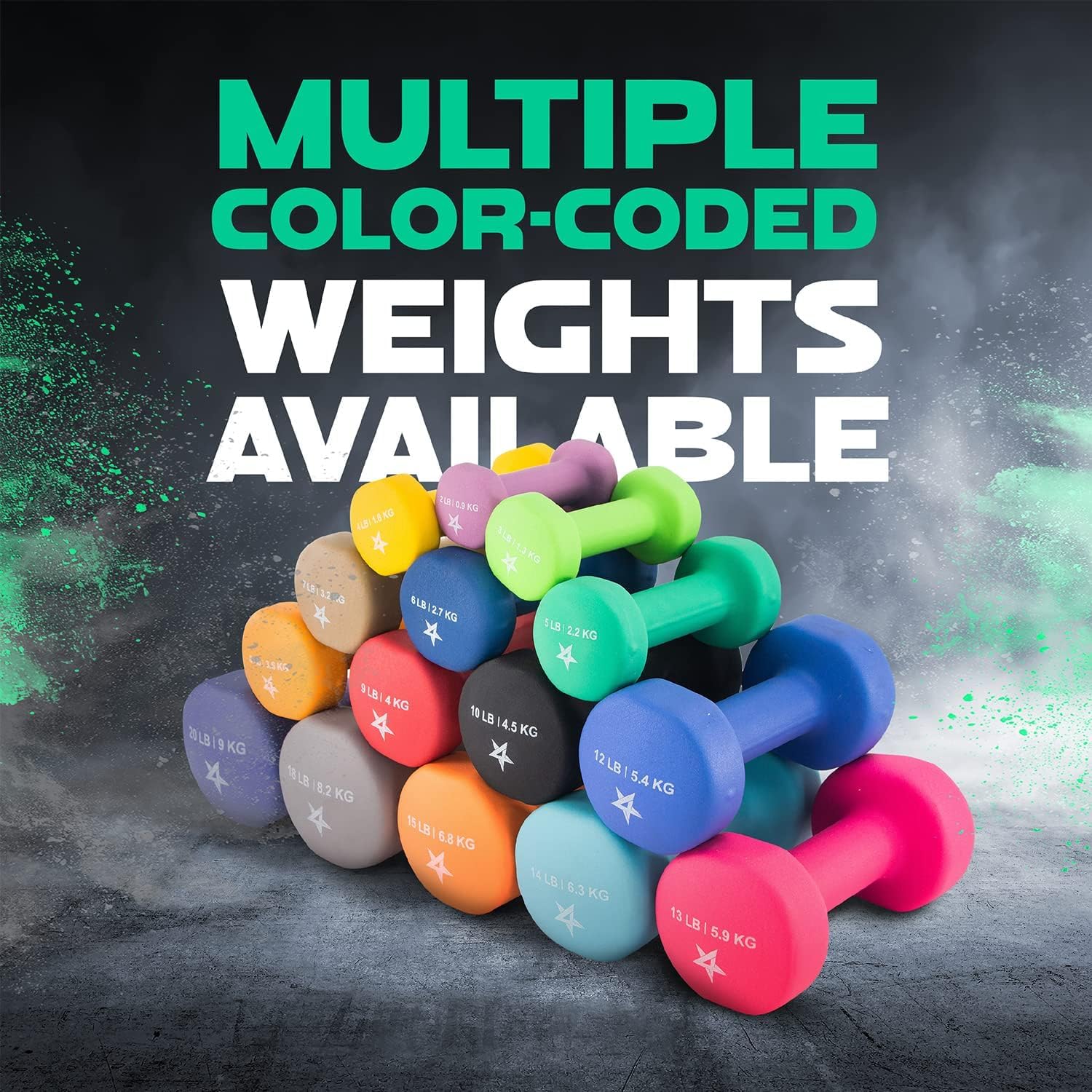 Yes4All Dumbbell Neoprene, poids et haltere, Weight set, hand weights for women, dumbbells pair, free weights (D. Green - 5lbs) 🍁 All In One Marketplace Canada