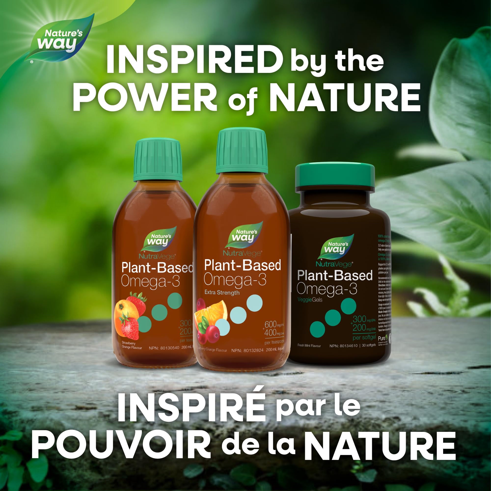 Nature's Way NutraVege Plant-based Omega-3 Extra Strength Vegetarian Liquid Supplement - 1000mg EPA + DHA - Cranberry Orange Flavour – Supports Healthy Heart, Eyes and Brain Function in Adults, 200 mL 🍁 All In One Marketplace Canada