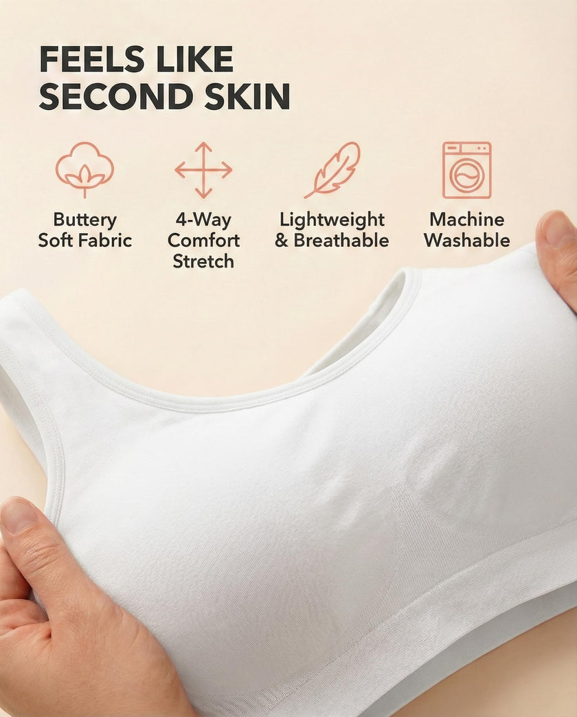 SHAPERMINT Wireless Bras for Women - Full Support Seamless Bralette, Compression Sports Bra, Plus Size Minimizer Bras, Padded Wirefree Bra for Women White 🍁 All In One Marketplace Canada