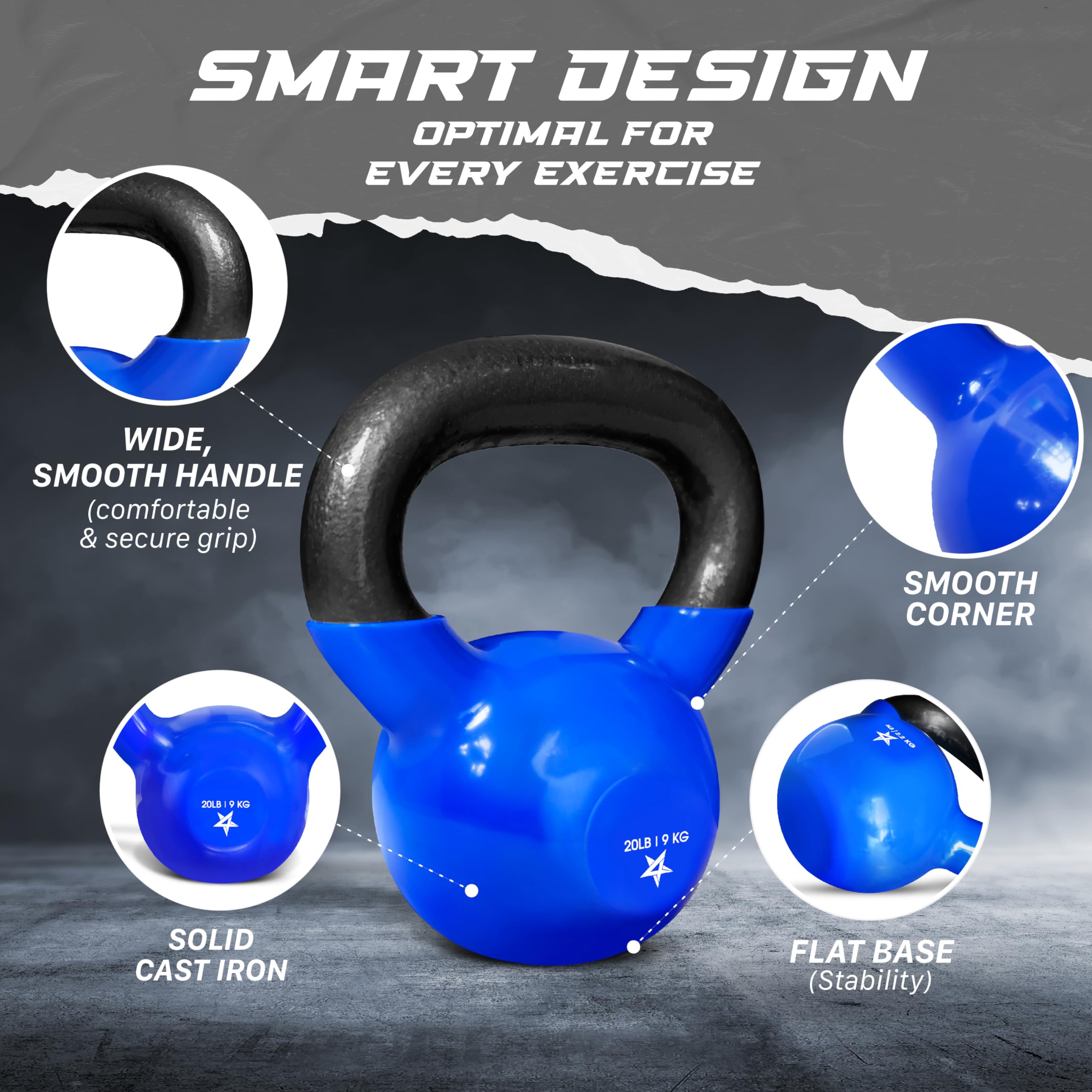 Yes4All Vinyl Coated Kettlebell Weights – Great for Full Body Workout and Strength Training – Vinyl Kettlebell 20 lbs 🍁 All In One Marketplace Canada