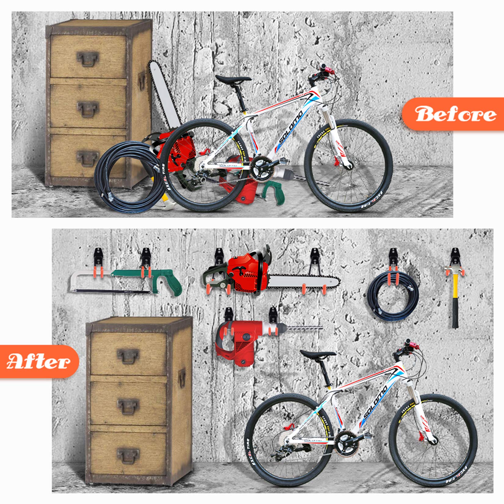 Garage Hooks Heavy Duty 14 Pack, Steel Garage Storage Hooks, Tool Hangers for Garage Wall Utility Wall Mount Hooks and Hangers with Anti-Slip Coating for Garden Tools, Ladders, Bulky Items 🍁 All In One Marketplace Canada