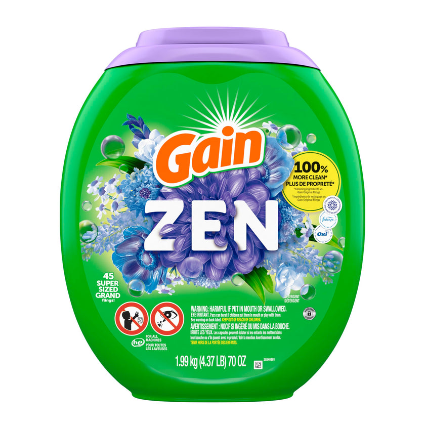 Gain Super Flings Laundry Detergent Pacs, 45 Count, Zen, irresistibly clean and fresh 🍁 All In One Marketplace Canada