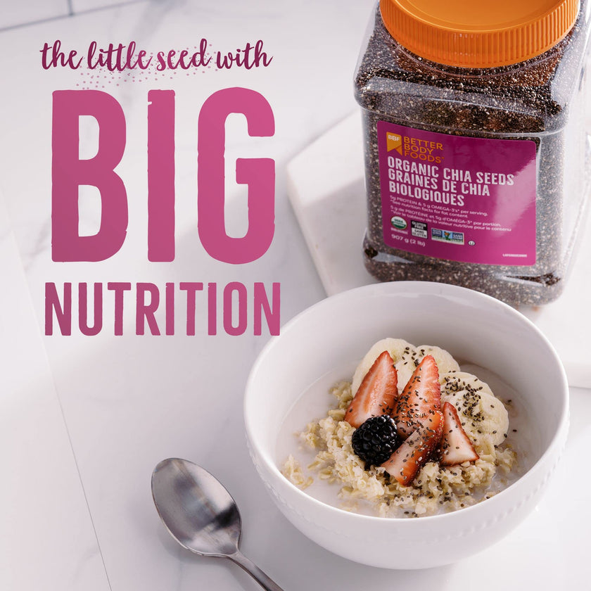 Betterbody Foods Organic Chia Seeds with Omega-3, Non-GMO, Gluten-Free, Vegan, Kosher, 2 pounds (907 grams) 🍁 All In One Marketplace Canada