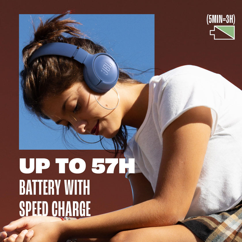JBL Tune 520BT - Wireless On-Ear Headphones, Up to 57H Battery Life and Speed Charge, Lightweight, Comfortable and Foldable Design, Hands-Free Calls with Voice Aware (White) 🍁 All In One Marketplace Canada