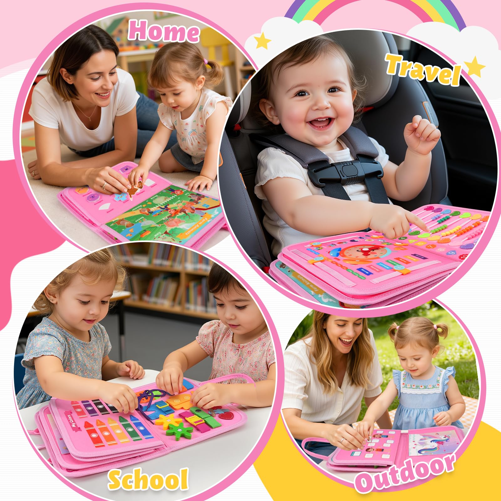 ZOOI Toddler Toys Busy Board - Montessori Toys for 1-5 Year Old Boy Girl Birthday Gifts for Kids, Sensory Toys Baby Essentials, Busy Book for Toddlers 1-5 Year Old, Airplane Activities Toys Gifts 🍁 All In One Marketplace Canada