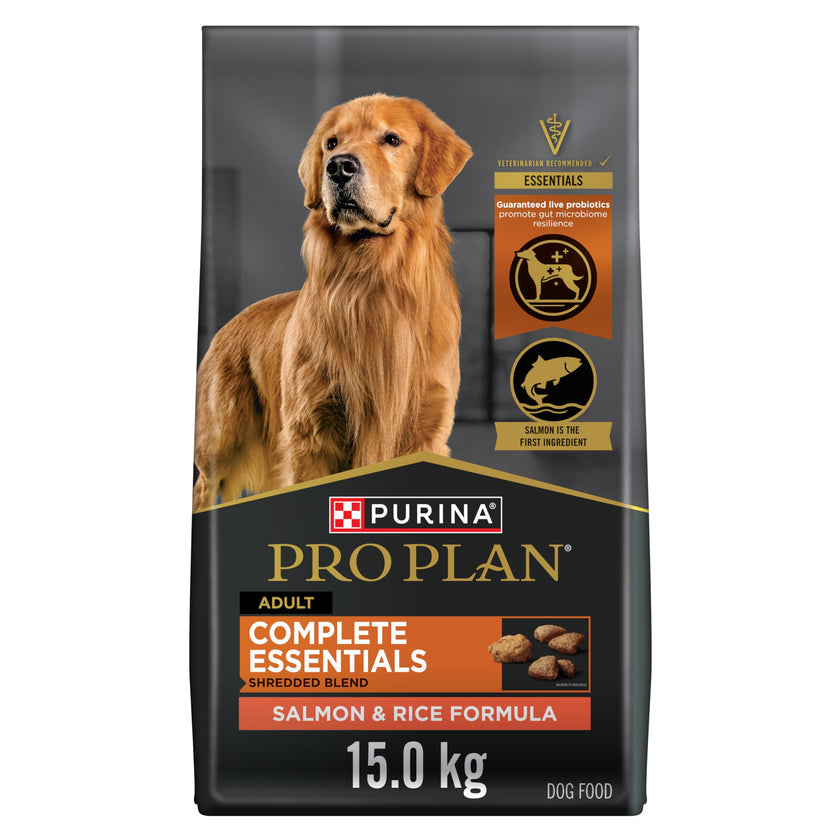 Purina Pro Plan Dry Dog Food, Complete Essentials Shredded Blend Salmon & Rice - 15 kg Bag (1 Pack) 🍁 All In One Marketplace Canada