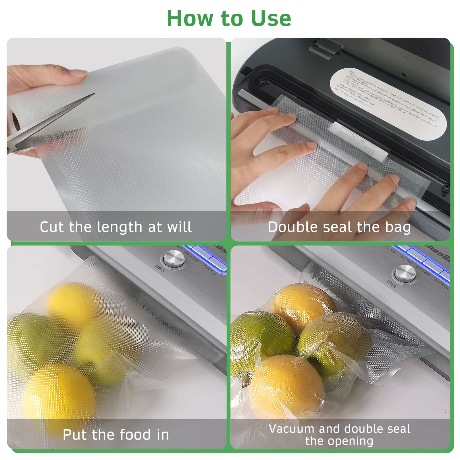Food Vacuum Sealer Bag Rolls: KitchenBoss 6 Rolls Food Saver Bags,6 8 11 inch Sous Vide Bags Rolls with BPA Free, Commercial Grade Vac seal Bags for All Vacuum Sealer 🍁 All In One Marketplace Canada