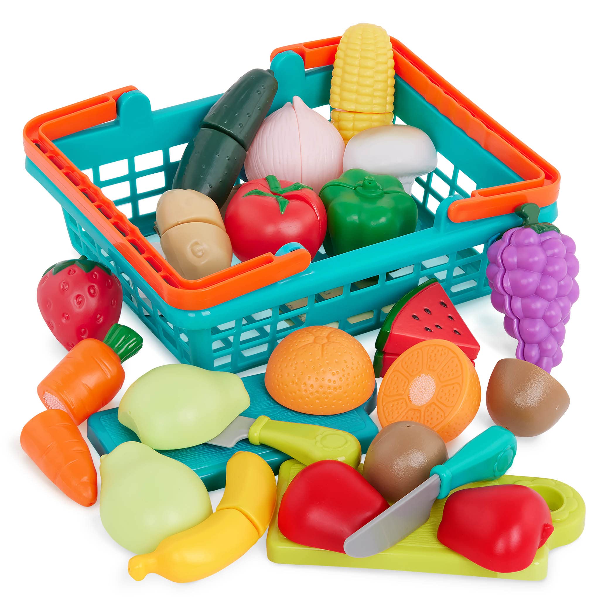 Battat Play Food Farmers Market Produce Basket, 37-Piece Green Set, Playset 🍁 All In One Marketplace Canada