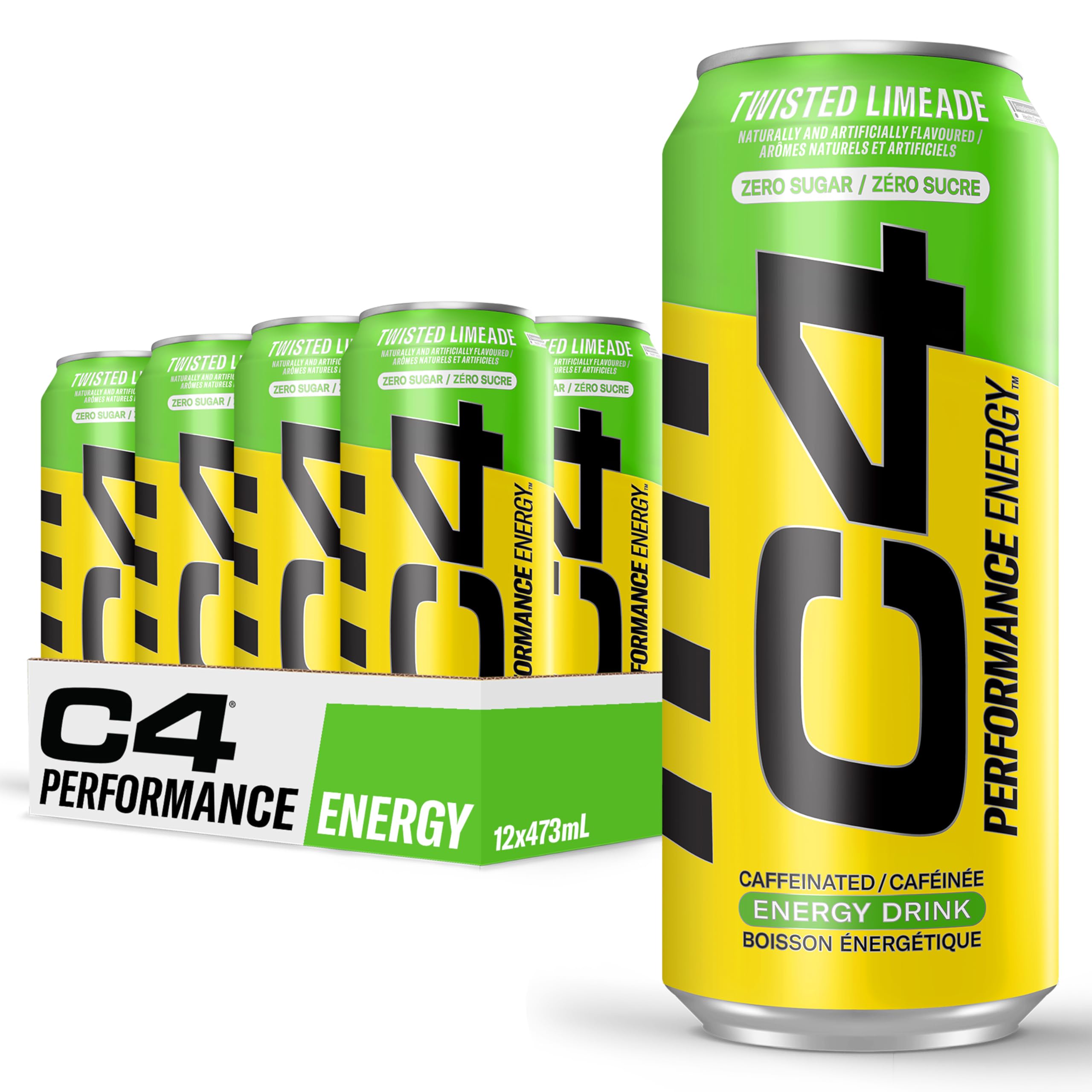 Cellucor C4 Performance Energy Drink, Twisted Limeade, Carbonated Sugar Free Drink with no Artificial Colours or Dyes, 473mL, 12 count 🍁 All In One Marketplace Canada