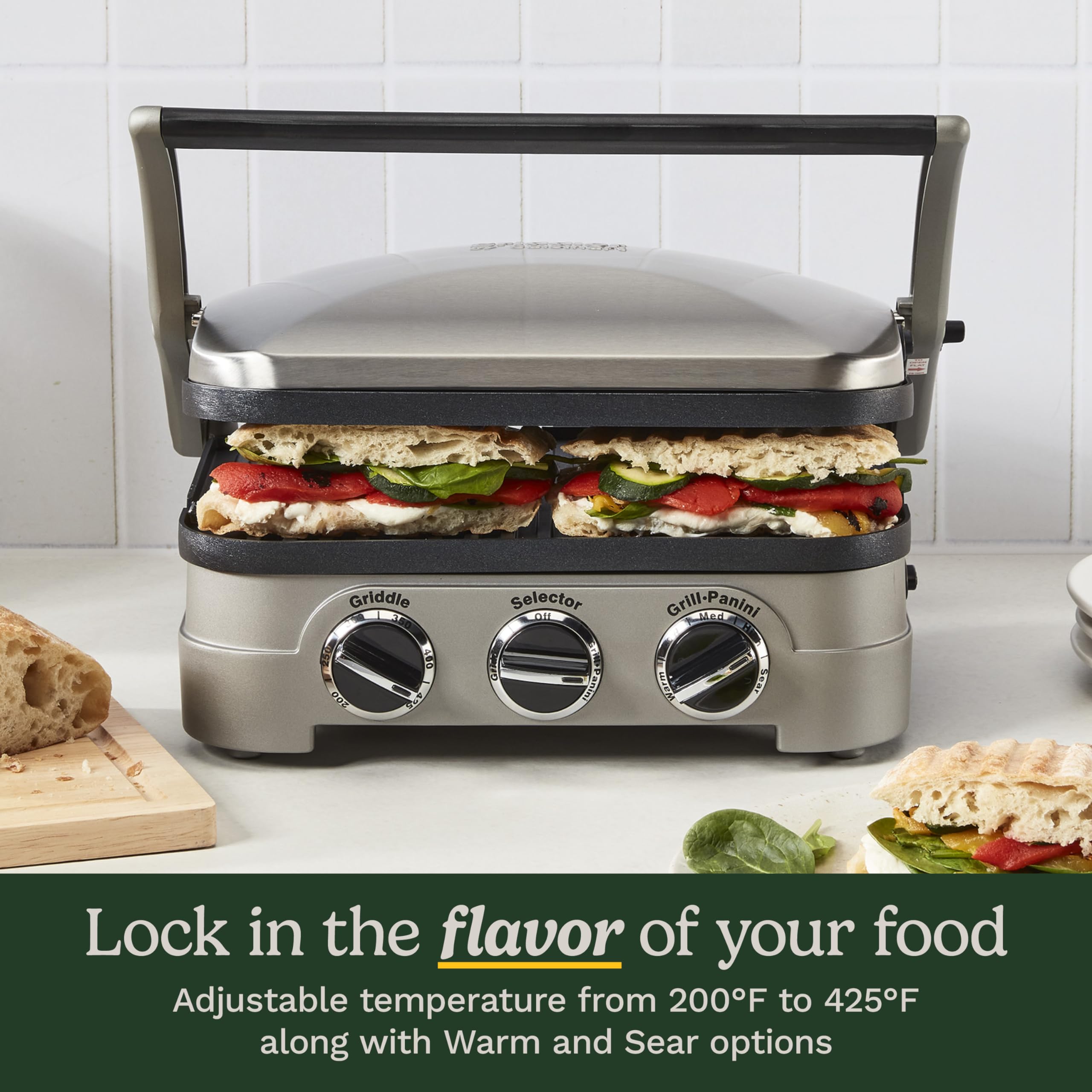 Cuisinart 5-in-1 Griddler with Reversible Nonstick Grill and Griddle Plates, Silver (CGR-4NEC) 🍁 All In One Marketplace Canada