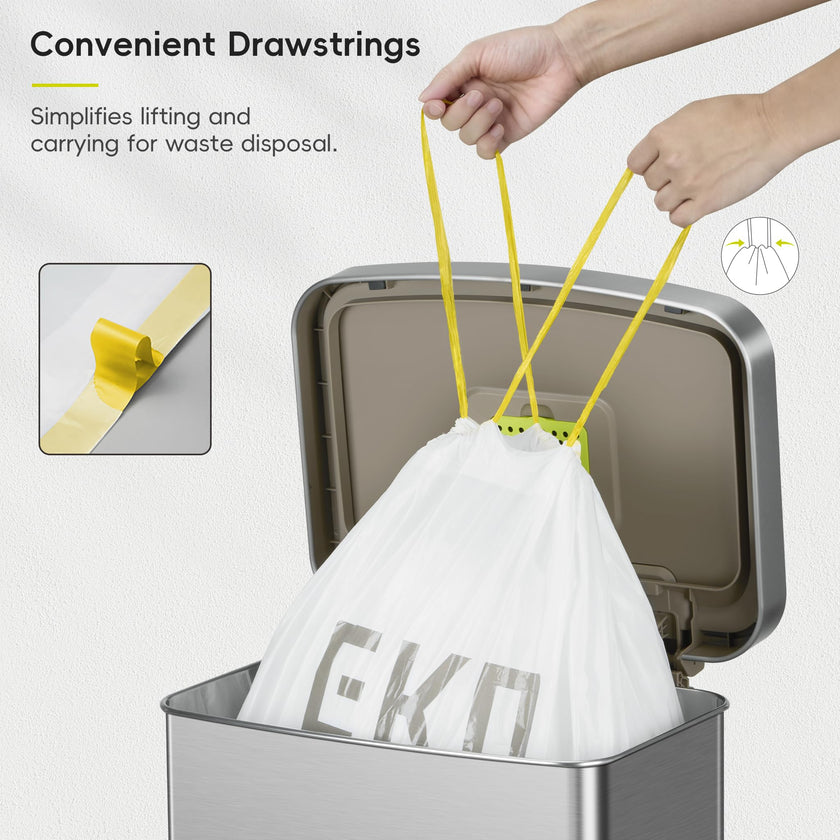 EKO Easy-Dispense Roll of 60 Count Extra-Strong Drawstring Kitchen Trash Bags - 21 Gallon Garbage Bags (79.5L) 1 Pack, Code G 🍁 All In One Marketplace Canada