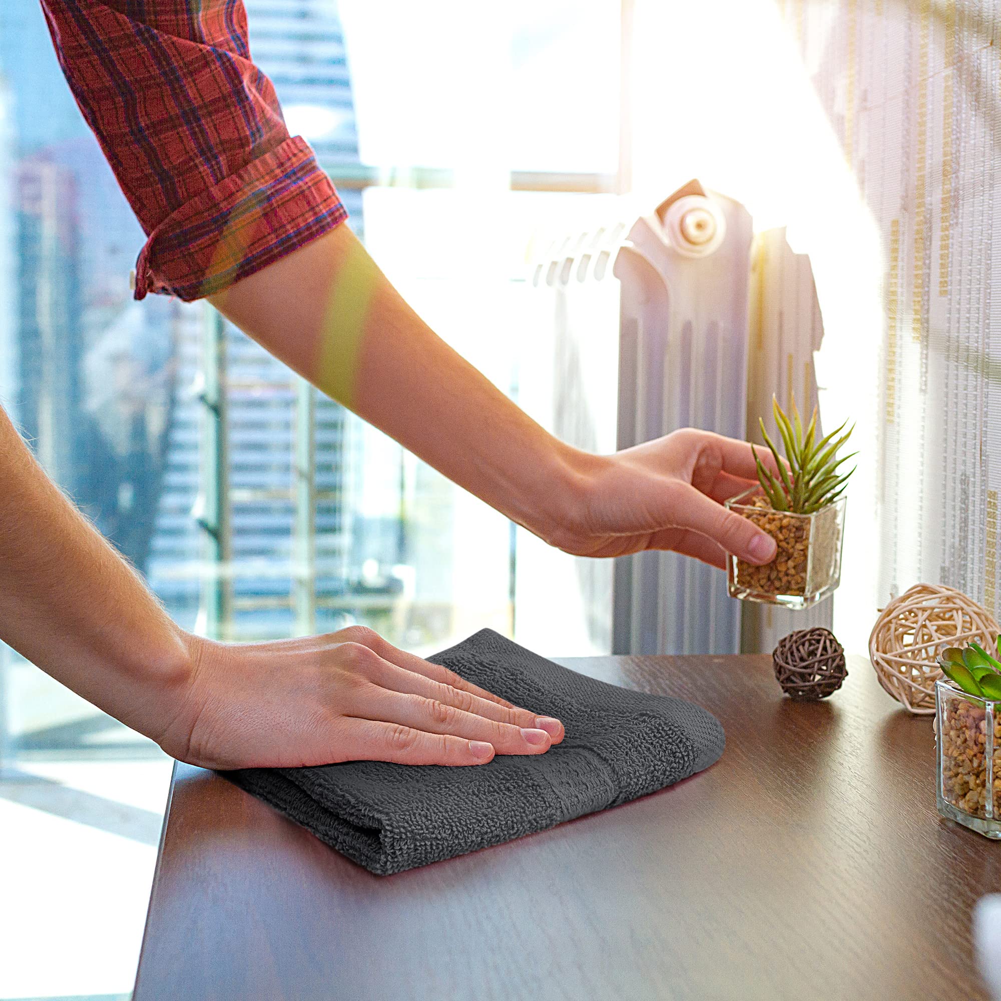 Utopia Towels Premium Washcloth Set, 12 by 12 Inches, 600 GSM 100% Cotton Face Cloths, Highly Absorbent and Soft Feel Fingertip Towels, 12 Pack, Grey 🍁 All In One Marketplace Canada
