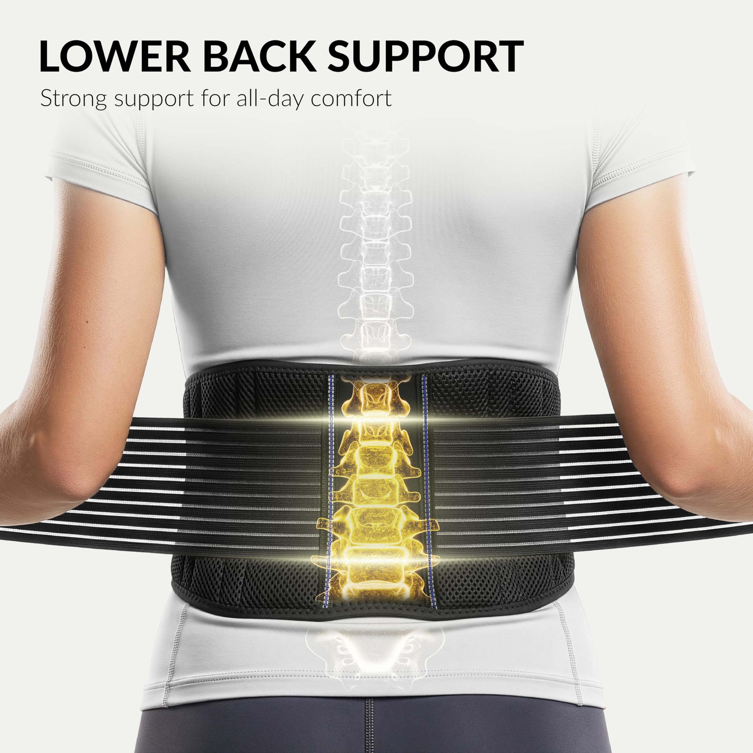 BraceUP Back Support, Back Brace for Men and Women - Lumbar Support Lower Back Belt for Back Pain Relief, Herniated Disc, Heavy lifting, with Dual Adjustable Straps (L/XL 90-110 cm) 🍁 All In One Marketplace Canada