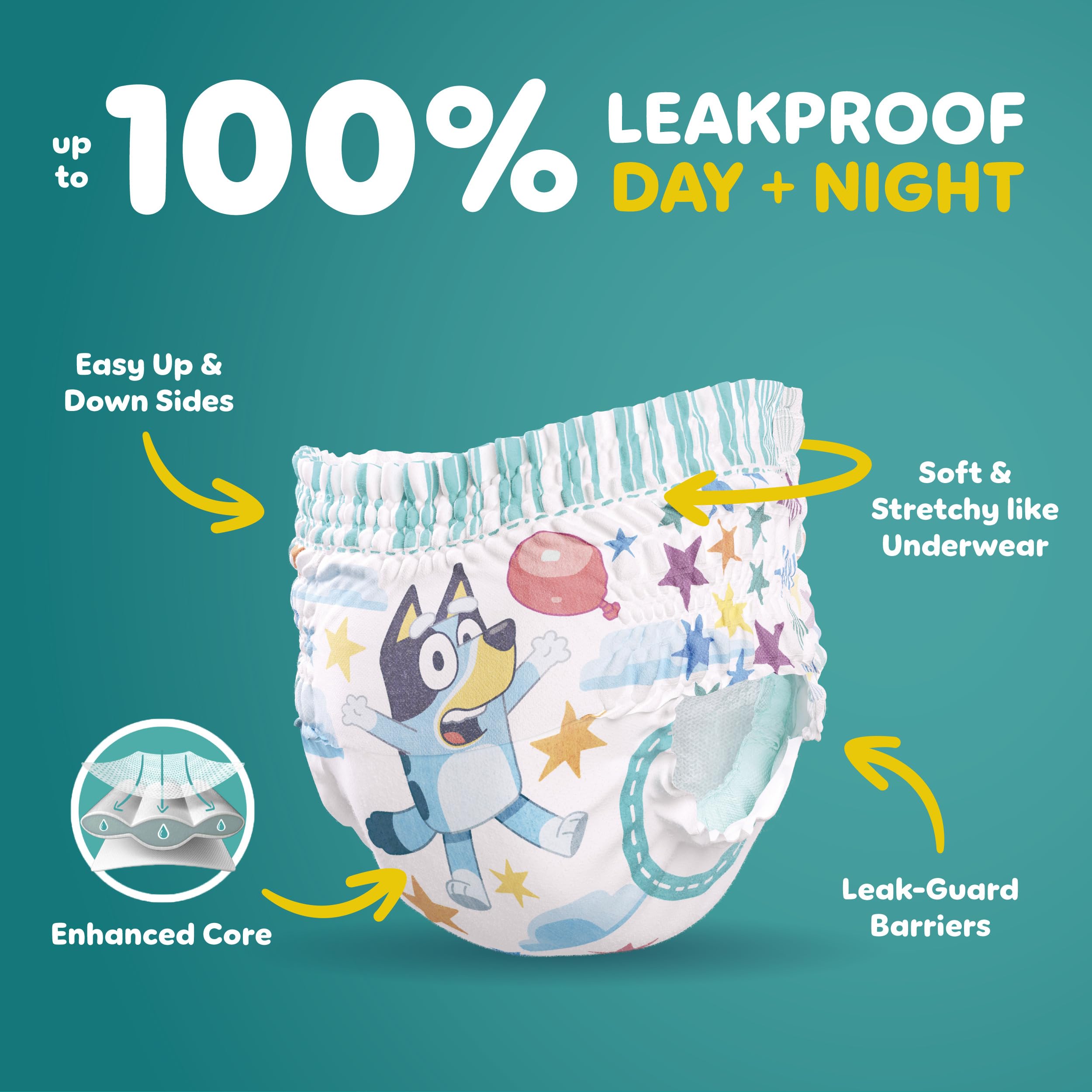 Pampers Easy Ups Girls & Boys Potty Training Pants, Size 7 (5T6T), 46 Count, Bluey Absorbent Training Underwear, Up to 100% Leakproof Day and Night, Hypoallergenic 🍁 All In One Marketplace Canada
