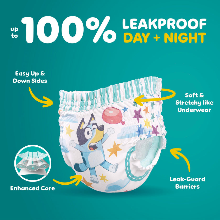 Pampers Easy Ups Girls & Boys Potty Training Pants, Size 7 (5T6T), 46 Count, Bluey Absorbent Training Underwear, Up to 100% Leakproof Day and Night, Hypoallergenic 🍁 All In One Marketplace Canada