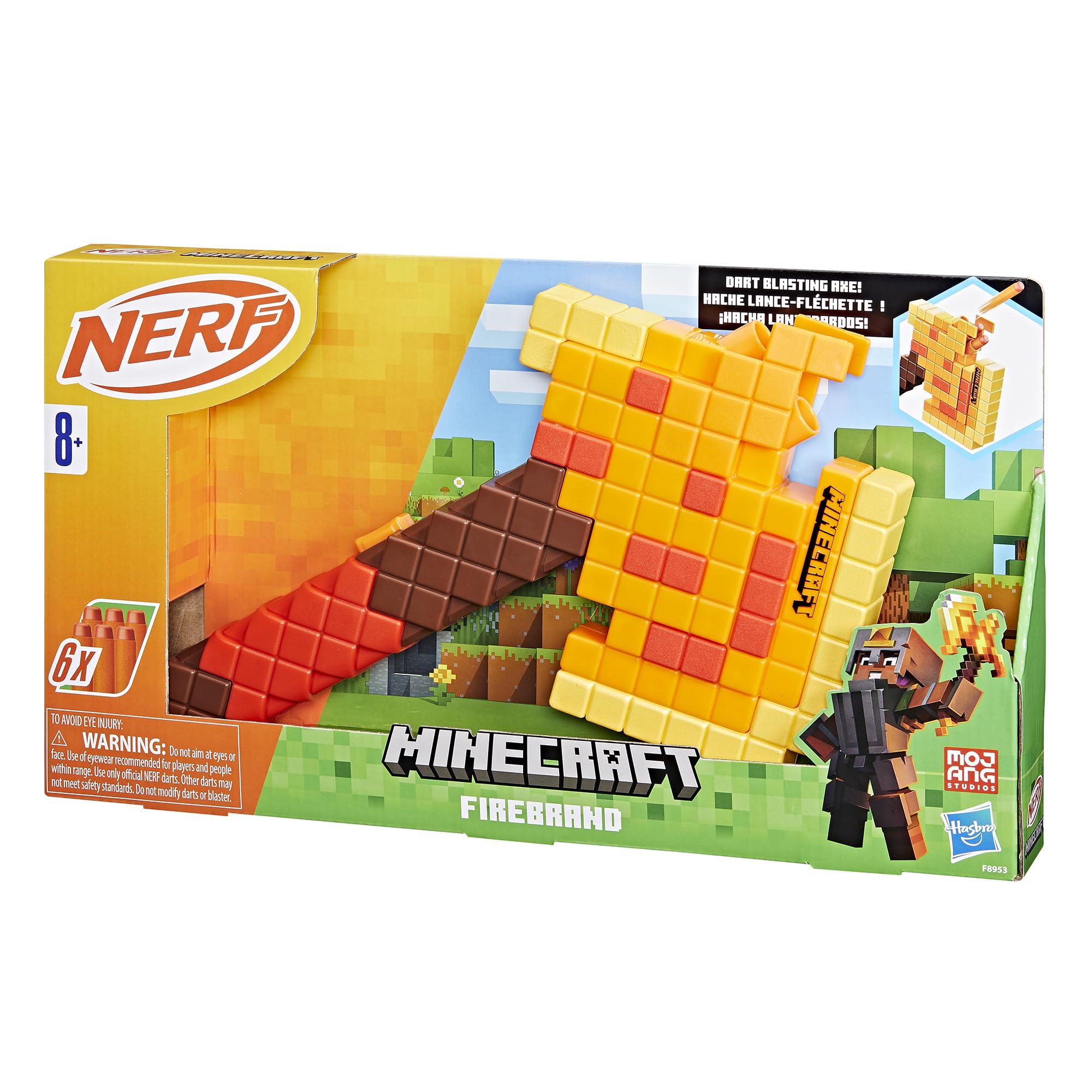 Nerf Minecraft Firebrand, Dart Blasting Axe, 6 Nerf Elite Foam Darts, Design Inspired by Minecraft Axe in The Game, Pull Down Priming, Minecraft Toys 🍁 All In One Marketplace Canada