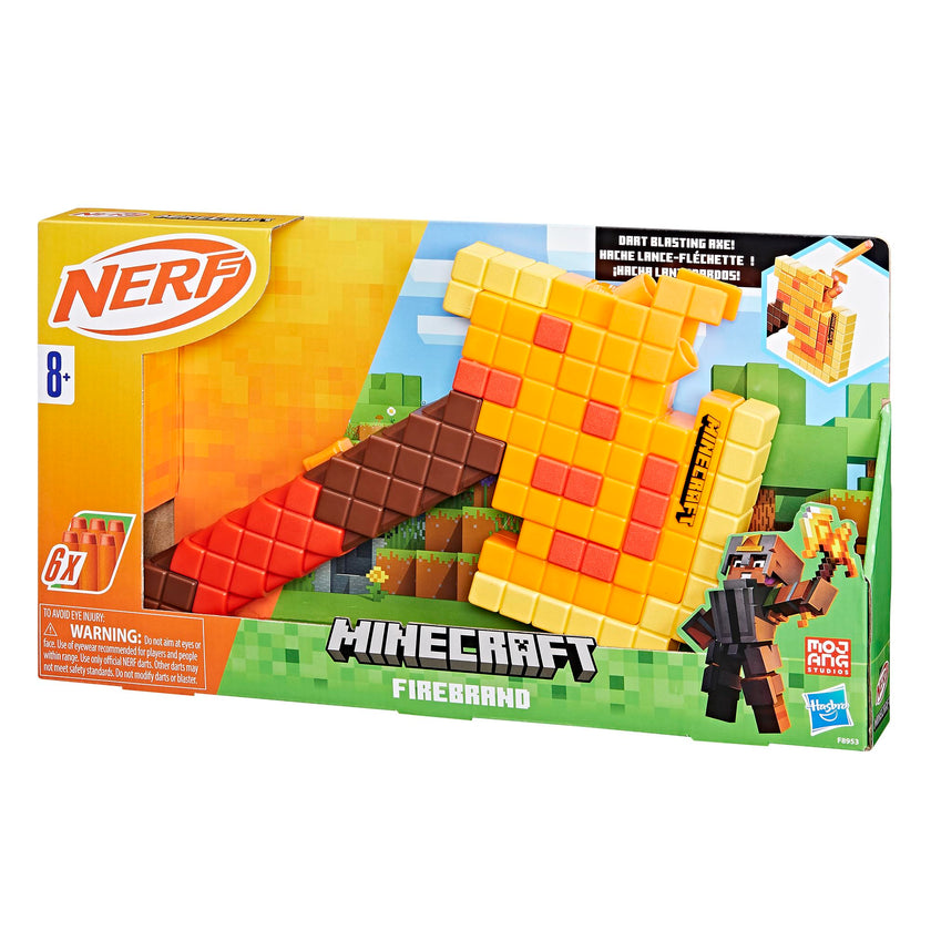 Nerf Minecraft Firebrand, Dart Blasting Axe, 6 Nerf Elite Foam Darts, Design Inspired by Minecraft Axe in The Game, Pull Down Priming, Minecraft Toys 🍁 All In One Marketplace Canada