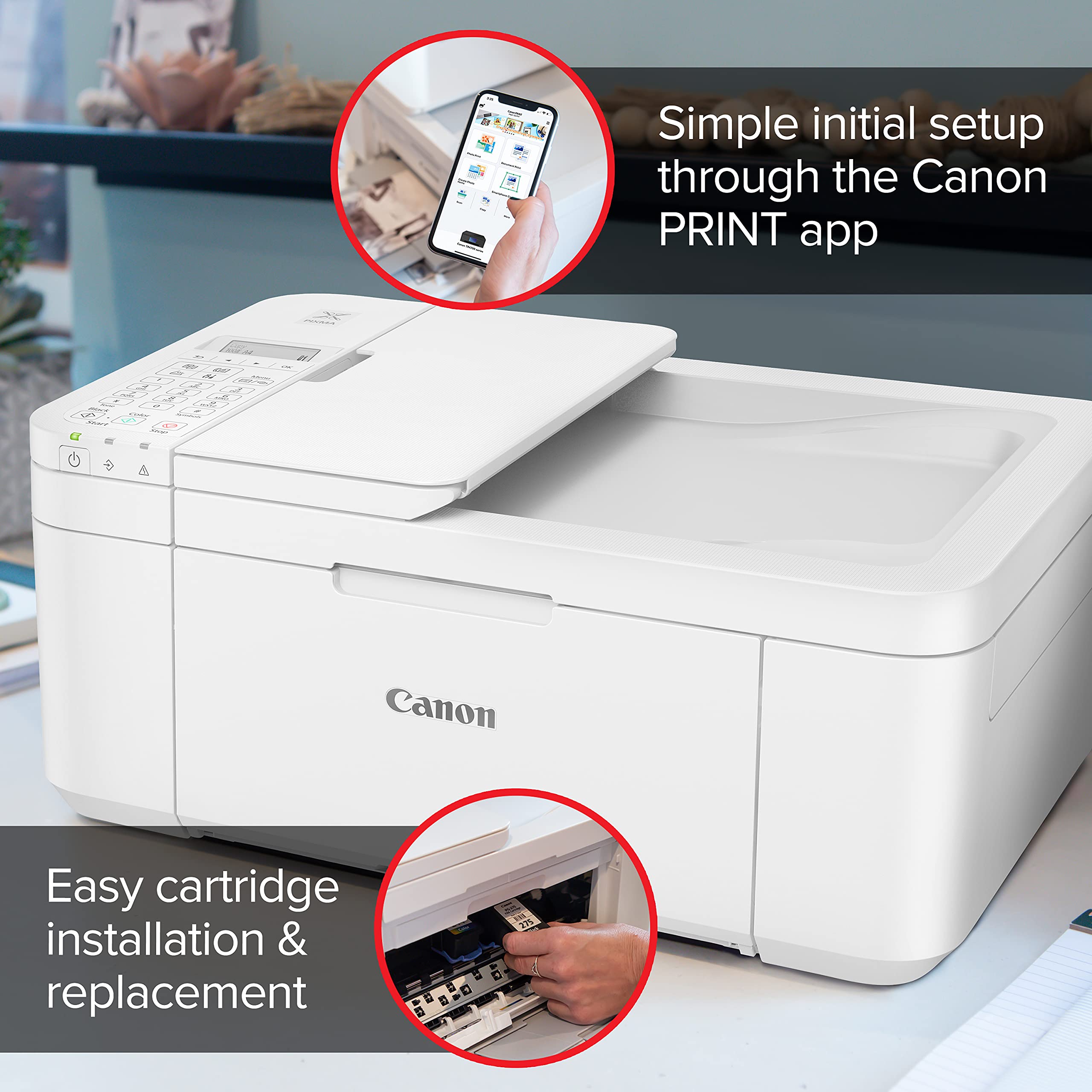 Canon PIXMA TR4720 All-in-One Wireless Printer Home use, with Auto Document Feeder, Mobile Printing and Built-in Fax, White 🍁 All In One Marketplace Canada