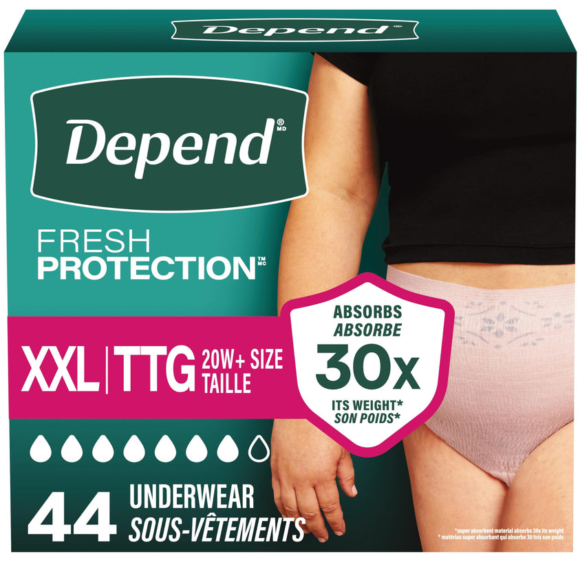 Depend Fresh Protection Adult Incontinence Underwear for Women (Formerly Depend Fit-Flex), Disposable, Maximum, Extra-Extra-Large, Blush, 44 Count (2 Packs of 22) 🍁 All In One Marketplace Canada