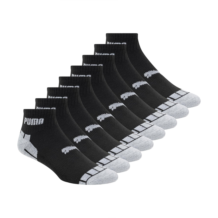 PUMA Men's 8 Pack Athletic Cushioned Quarter Crew Socks, Black/Grey, 10-13 🍁 All In One Marketplace Canada