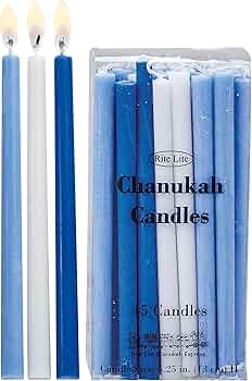 Ner Mitzvah - Chanukah Candles Long Blue & White (45 pk)
