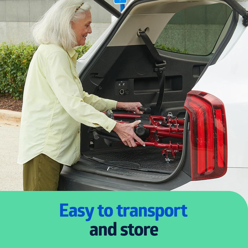 Medline Lightweight Transport Wheelchair with Handbrakes, Folding Transport Chair for Adults has 12 inch Wheels, Red 🍁 All In One Marketplace Canada