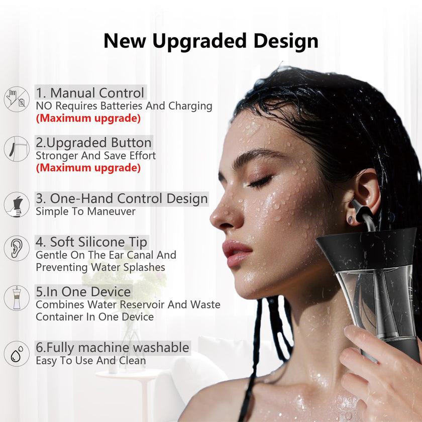 Manual Ear Wax Removal Kit - One-Hand Control Ear Cleaner Tool, Easy to Use Ear Irrigation Flushing System with Soft Silicone Tip for Effective & Safe to Clean Ear Built Up Wax Home Use(Black) 🍁 All In One Marketplace Canada