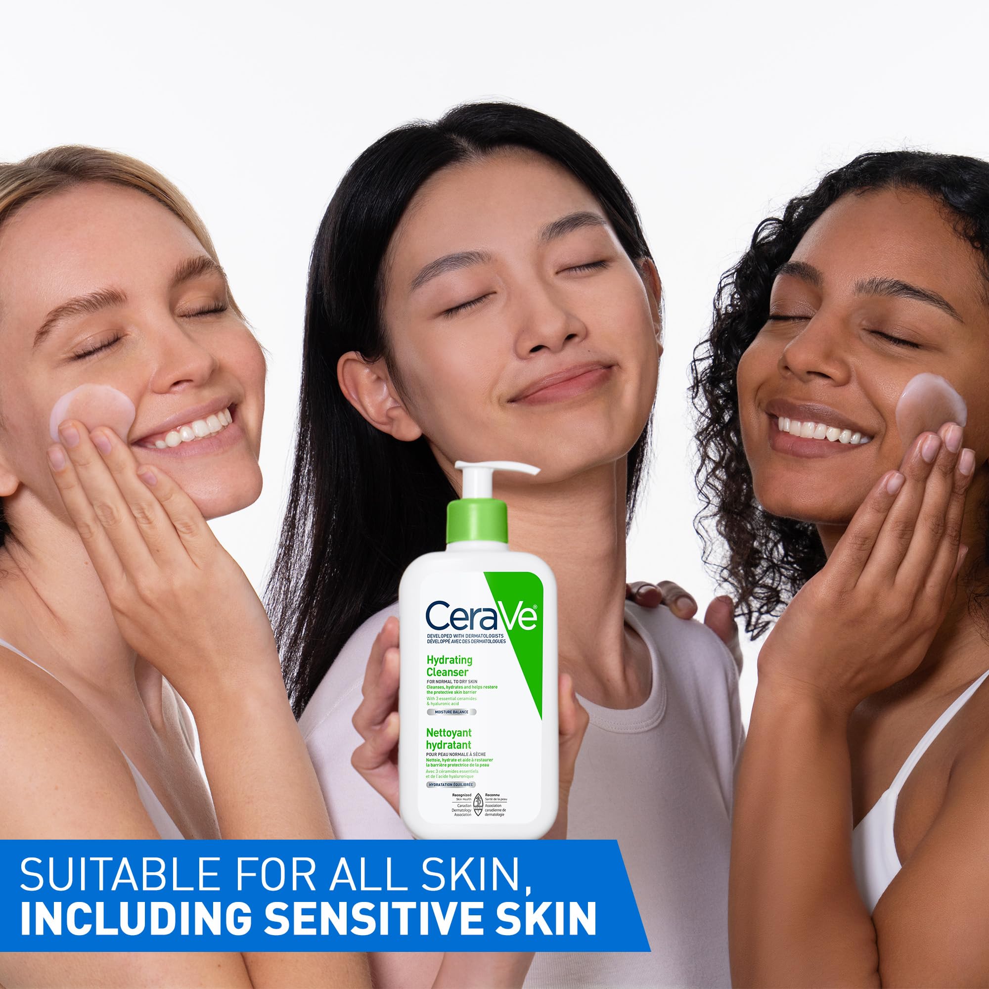 CeraVe Hydrating Face Wash, Daily, Gentle Moisturizing Non-Foaming Facial Cleanser for Men & Women with Hyaluronic Acid, Ceramides, Glycerin. Suitable for Dry & Sensitive Skin, Fragrance-Free, 473ML 🍁 All In One Marketplace Canada