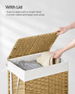 SONGMICS Laundry Hamper with Lid, 23.8 Gallon (90 L) Synthetic Rattan Clothes Laundry Basket with Lid and Handles, Foldable, Removable Liner, Natural ULCB051N01V1 🍁 All In One Marketplace Canada