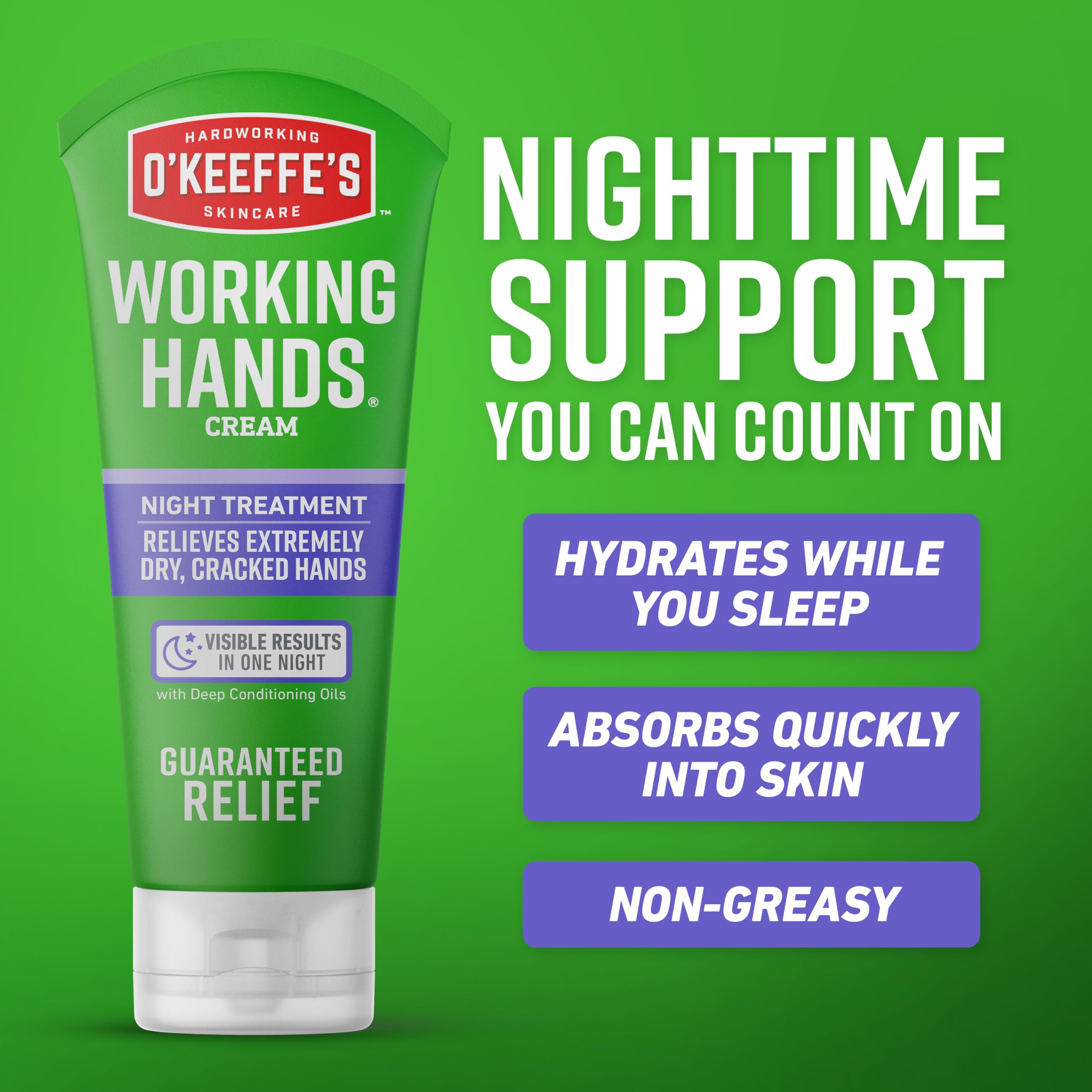 O'Keeffe's Working Hands Night Treatment Hand Cream, Restorative Lotion Works While You Sleep, Deep Conditioning Oils, 7oz/198g Tube, (Pack of 1) 🍁 All In One Marketplace Canada