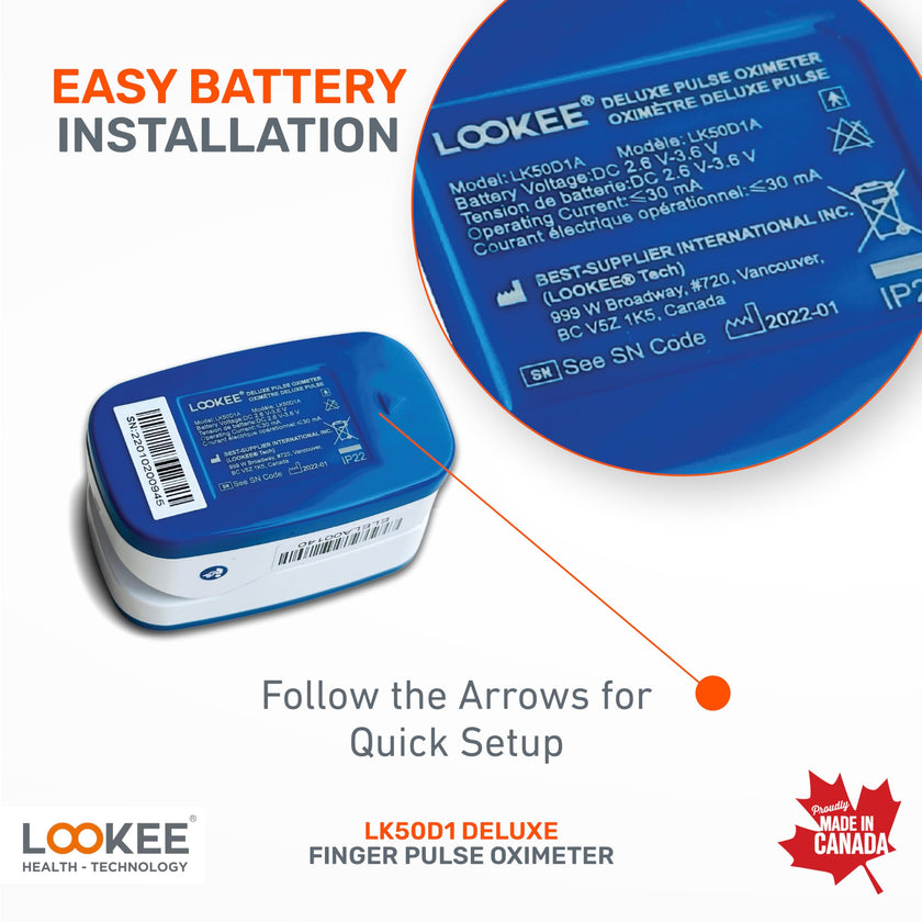 LOOKEE LK50D1 Deluxe Fingertip Pulse Oximeter | Proudly Canadian Finger SpO2 Blood Oxygen Monitor with Auto Rotate OLED Display, Plethysmograph & Pulse Graph | Blue 🍁 All In One Marketplace Canada