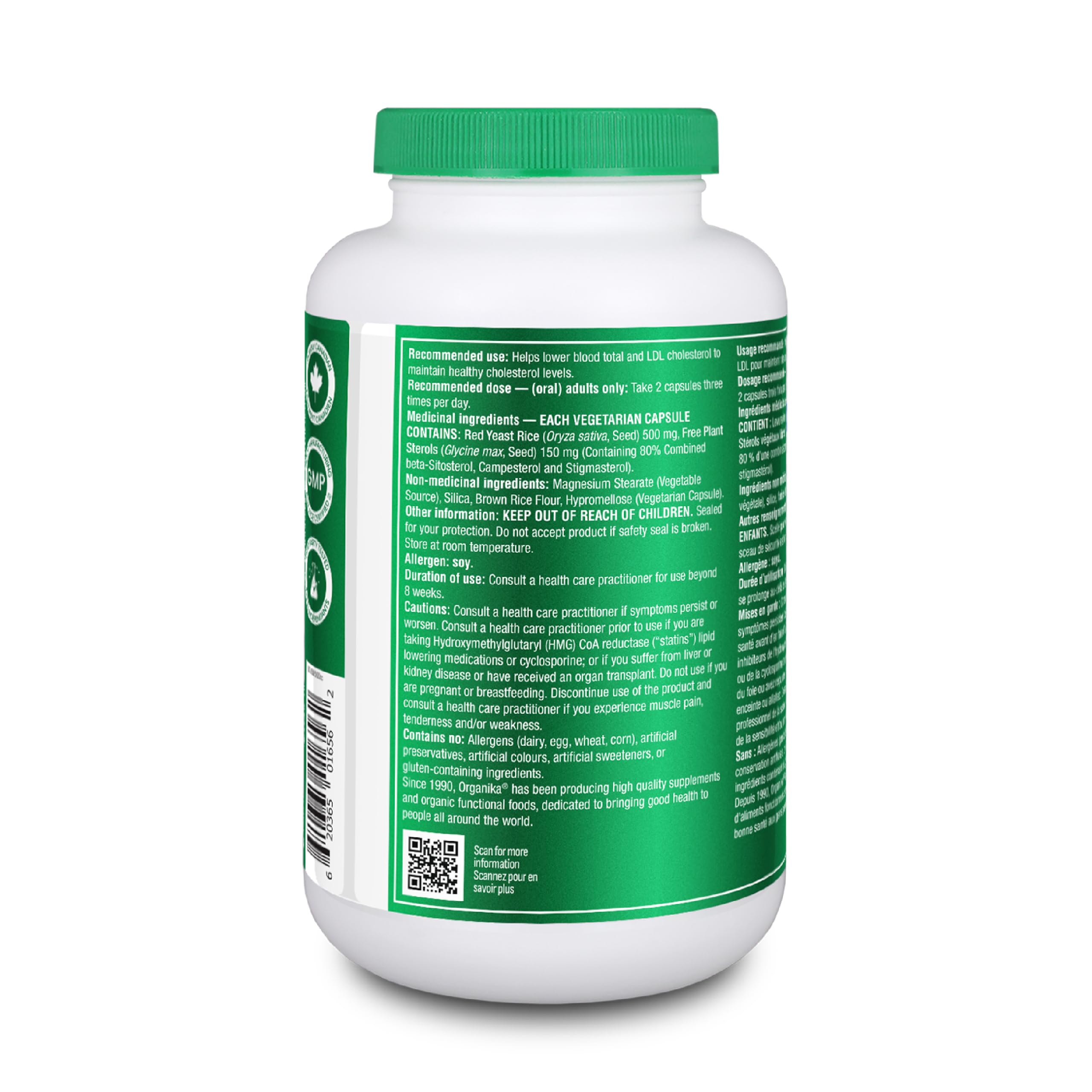 Organika Canadian-Made Red Yeast Rice Plus- Plant Sterols, Cholesterol Support- 180vcaps 🍁 All In One Marketplace Canada