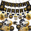 Graduation Decorations Class of 2026, 12Pcs Black and Gold balloons with Swirl and Graduation Garland Congrats Grad 2026 Banner for College High School Party Supplies 🍁 All In One Marketplace Canada