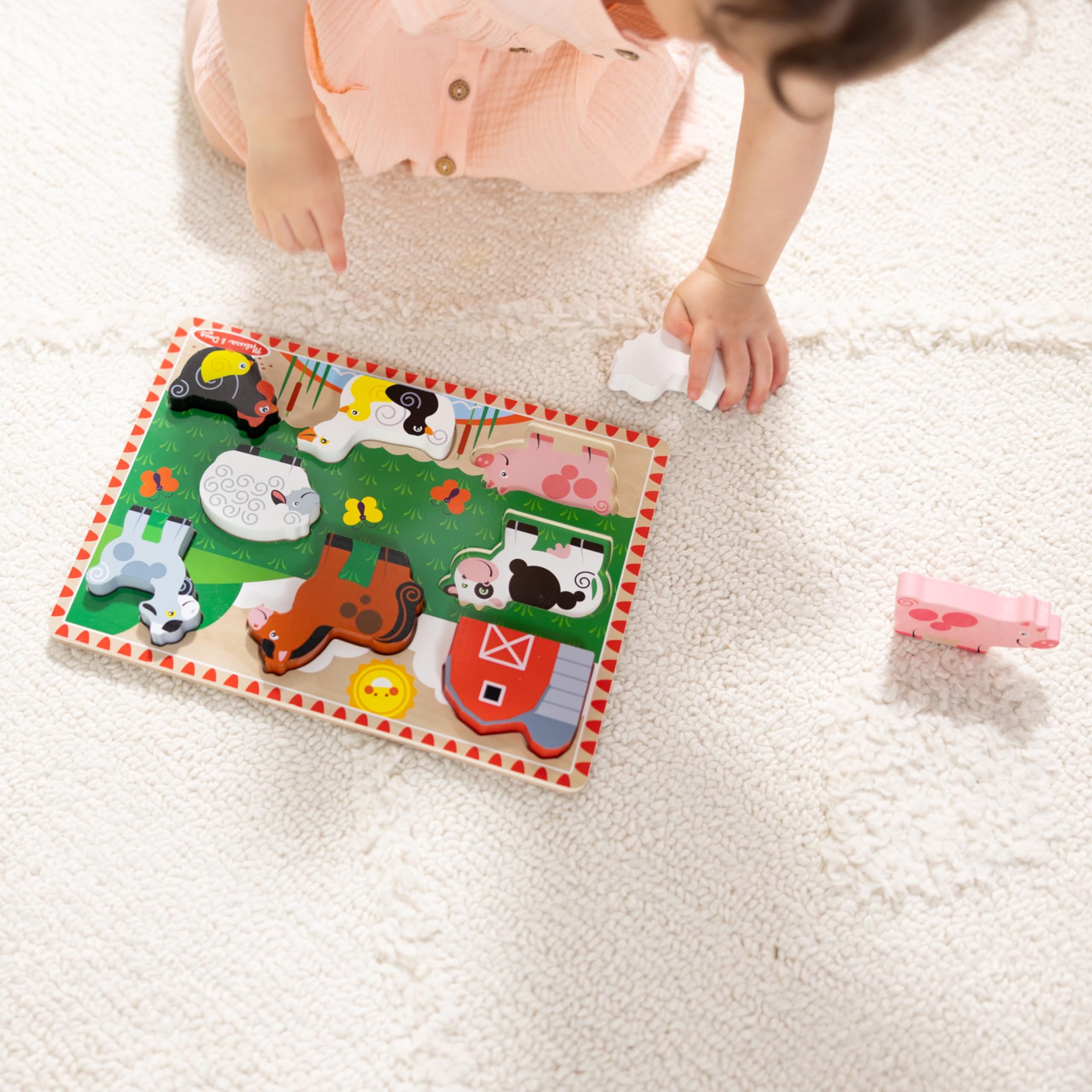 Melissa & Doug Farm Animals Wooden Chunky Puzzle 8-Piece Set 🍁 All In One Marketplace Canada