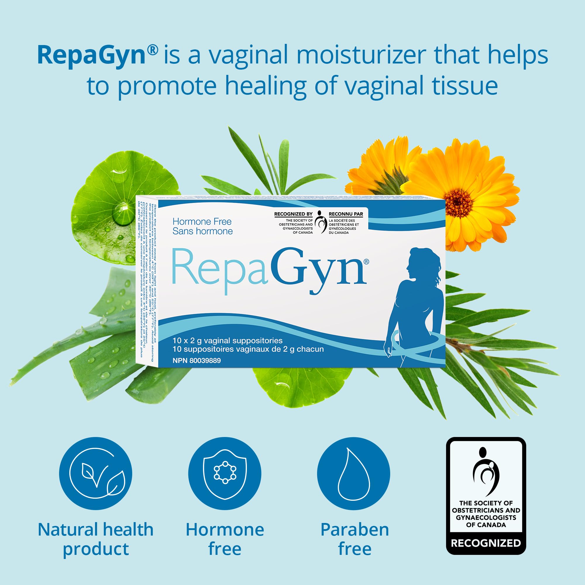 RepaGyn Vaginal Dryness Moisturizer - Helps Relieve Vaginal Dryness and Moisturizes Vaginal Tissue - Made with Hyaluronic Acid to Promote Healing of Vaginal Mucosa - Non-hormonal Natural Health Product 🍁 All In One Marketplace Canada