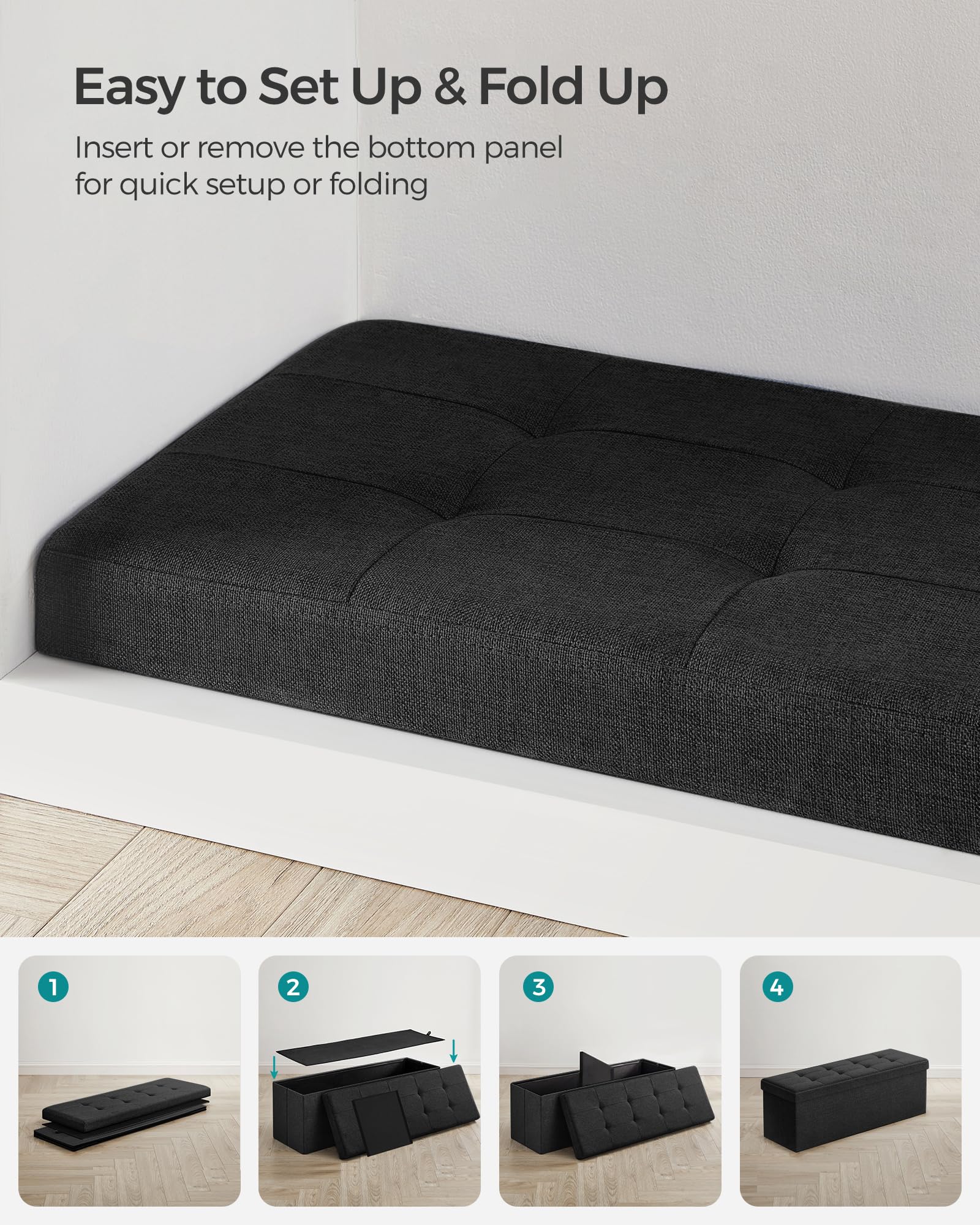 SONGMICS 110 cm Folding Storage Ottoman Bench, Padded Seat 🍁 All In One Marketplace Canada