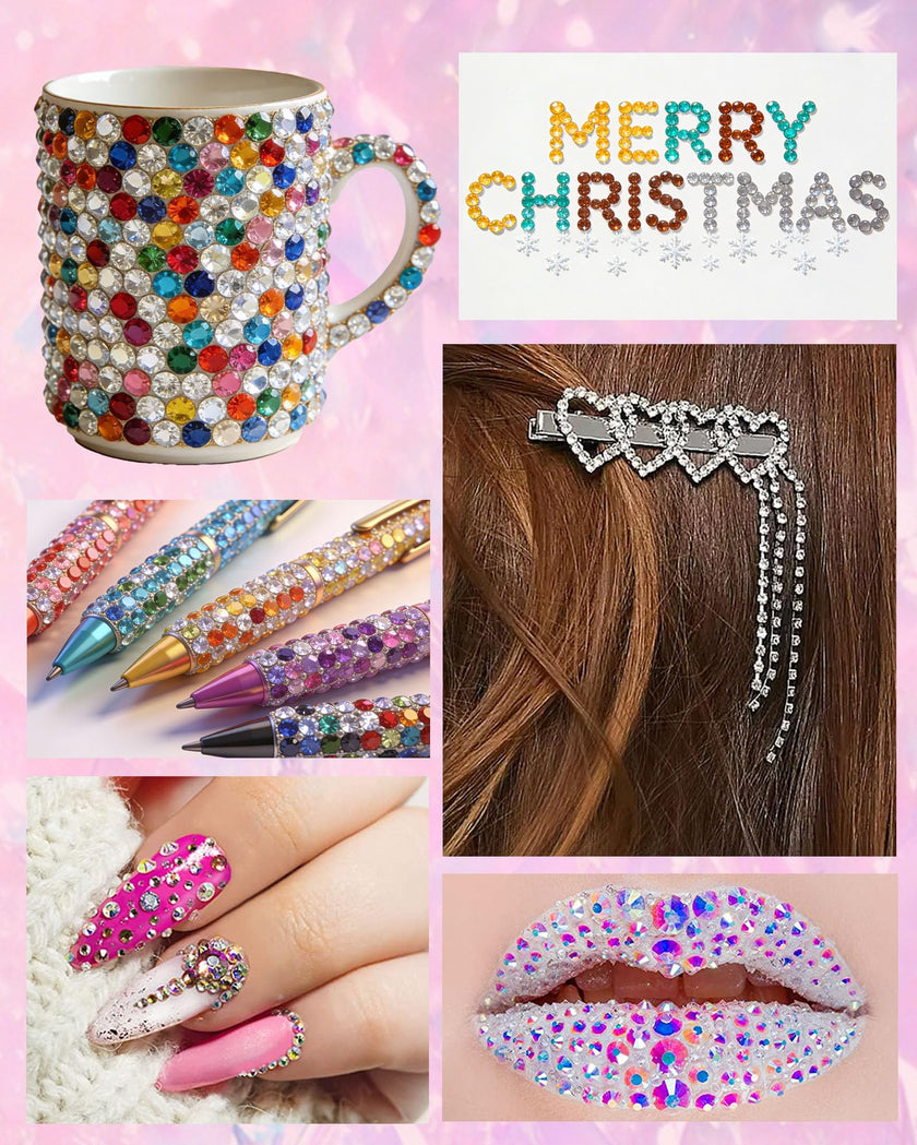62,000pcs/64-Cells Bedazzling Kit, with 32,000pcs 3mm Nail Rhinestones in 40Colors for Bedazzling & 30,000pcs Clear Flatback Nail gems,6 Bottles B7000 Jewelry Glue, 2 Tweezers & 2 Dotting Pens 🍁 All In One Marketplace Canada
