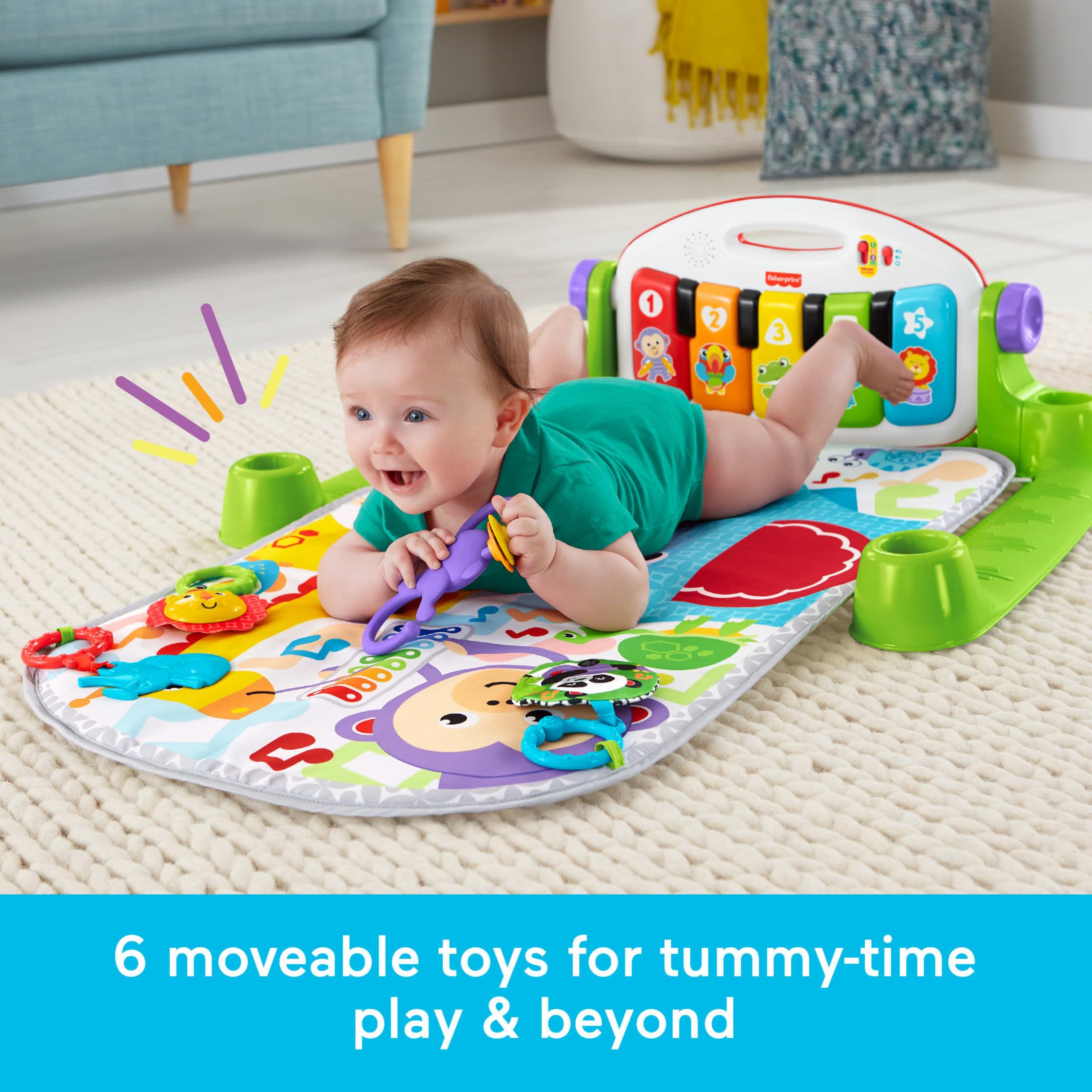 Fisher-Price Baby Playmat Deluxe Kick & Play Piano Gym Learning Toy & 2 Maracas Soft Rattles for Newborn to Toddlers Ages 0+ Months 🍁 All In One Marketplace Canada