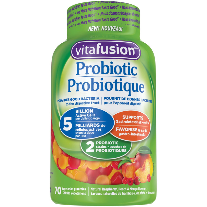 Vitafusion Probiotic Gummies - Provides Good Bacteria to the Digestive Tract, 5 Billion Active Cells, 2 Probiotic Strains, Supports Gastrointestinal Health, 35-Day Supply - 70 Count 🍁 All In One Marketplace Canada