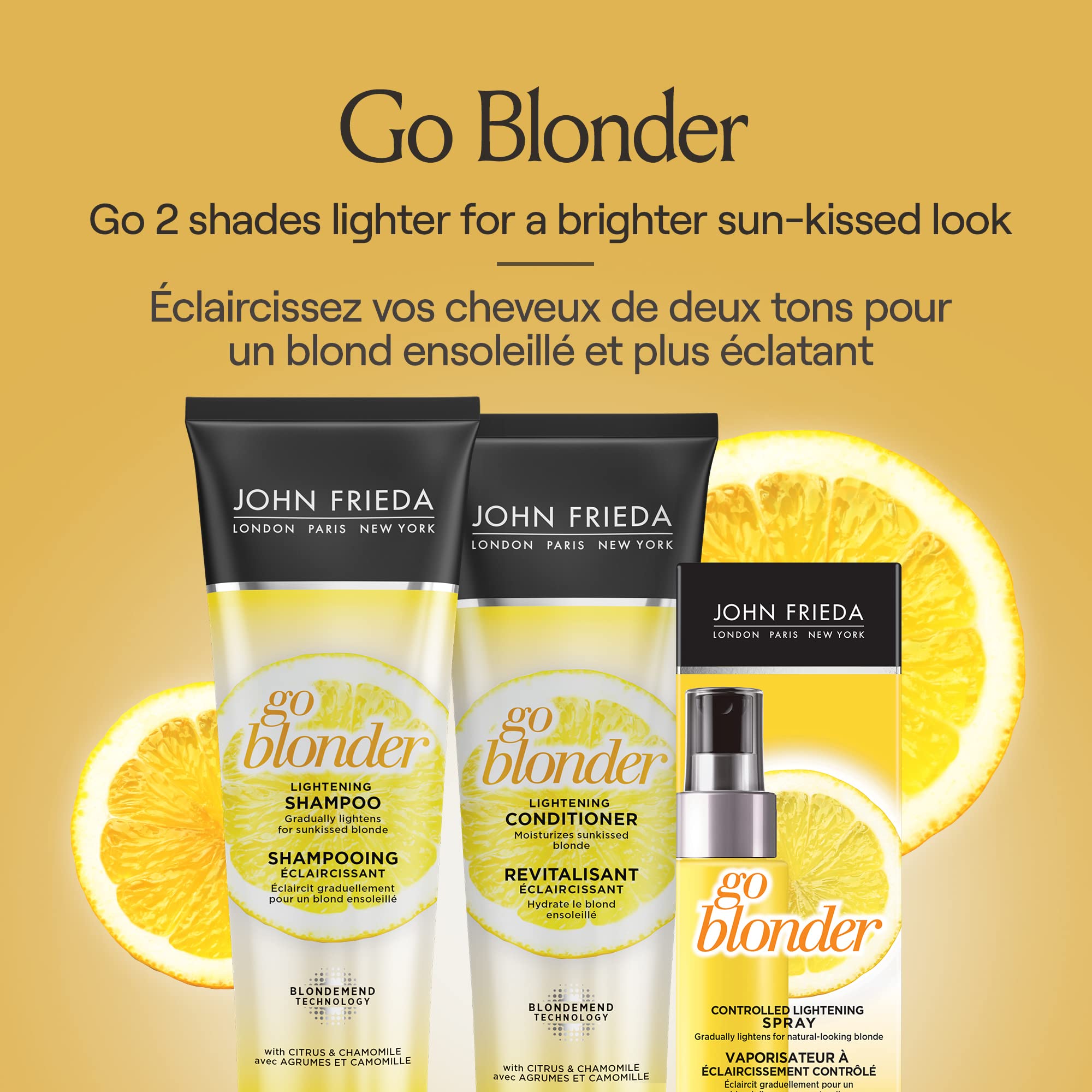 John Frieda Go Blonder Duo for Blondes, Lightening Shampoo and Conditioner, Gradually lightens and brightens natural, colour-treated and highlighted blonde hair, peroxide and ammonia free. Packaging May Vary 🍁 All In One Marketplace Canada