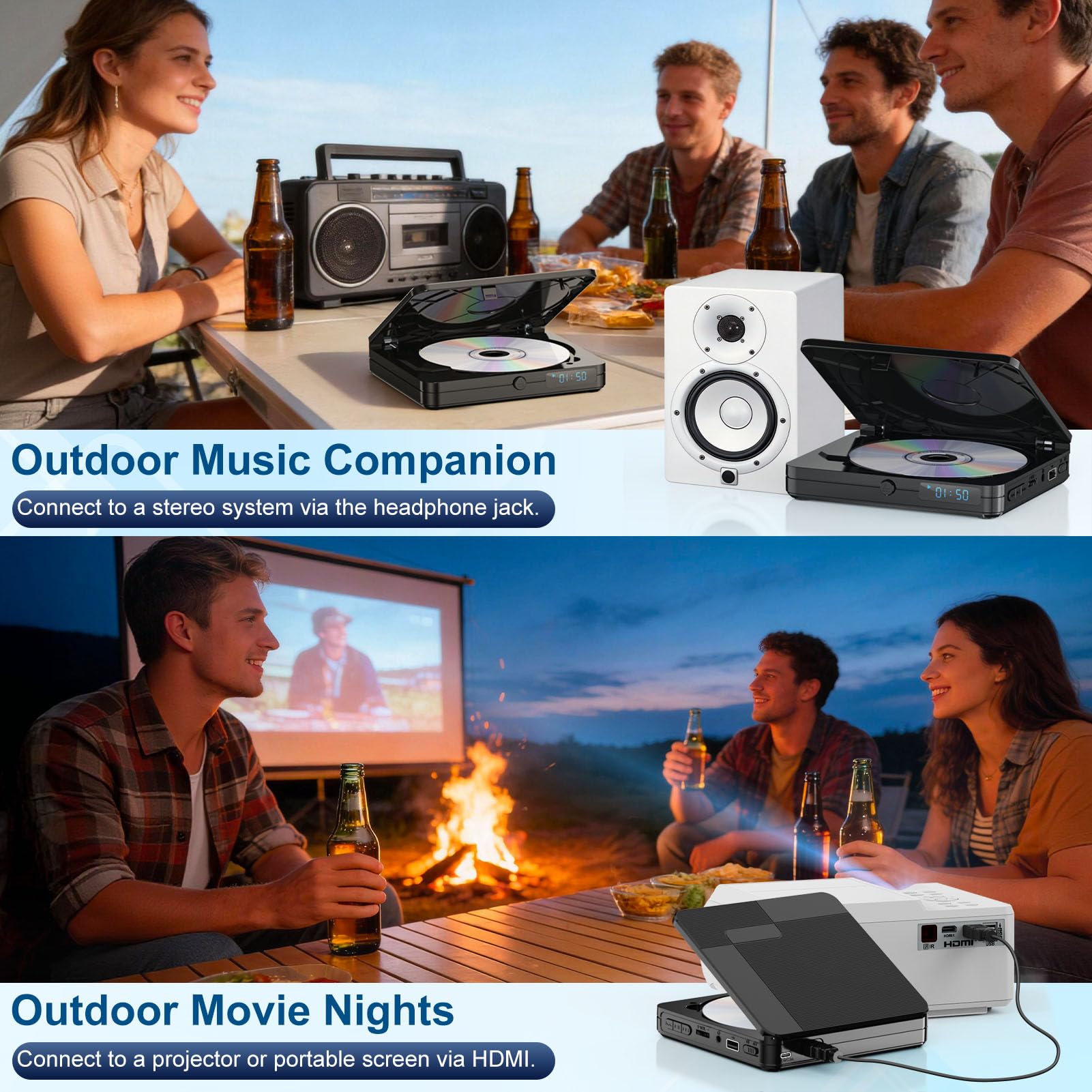 Homlab Mini DVD Player with Remote Control - All Region Free 1080P HD Small Compact CD DVD Player for Smart TV & Projector, Features HDMI Output, Headphone Jack, USB 2.0 Input, PAL/NTSC Support 🍁 All In One Marketplace Canada