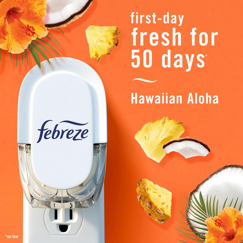 Febreze Plug In Air Freshener, Odor-Fighting Scented Oil Refill, Air Fresheners for Home and Bathroom and Kitchen, Long Lasting for Strong Odors, Hawaiian Aloha Scent, 0.87oz Refills, 4 Count 🍁 All In One Marketplace Canada