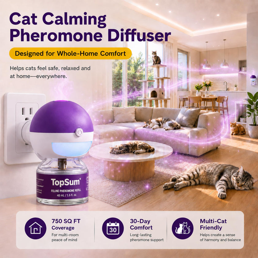 TopSum Cat Pheromone Diffuser: Cat Calming Diffuser for Spraying, Scratching, Excessive Meowing & Multi-Cat Homes, Ideal for Cats Alone at Home - VHP Registered NN.Z4H1 (2 Diffusers+2 Refills) 🍁 All In One Marketplace Canada