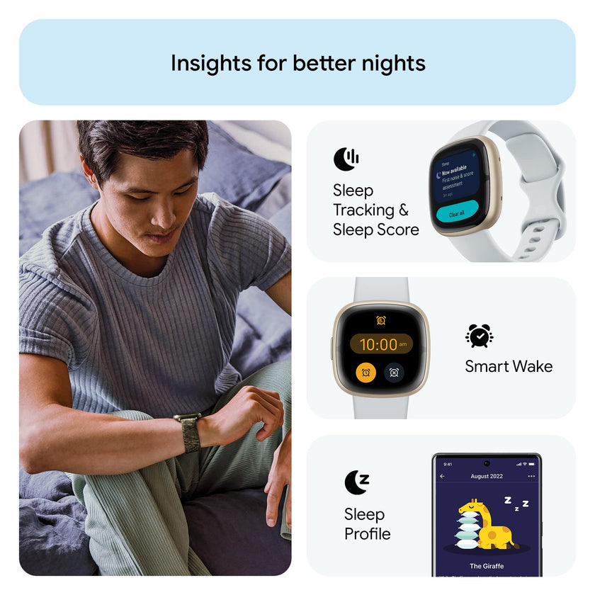 Google Fitbit Sense 2 - Health & Fitness Smartwatch - Blue Mist/Pale Gold 🍁 All In One Marketplace Canada