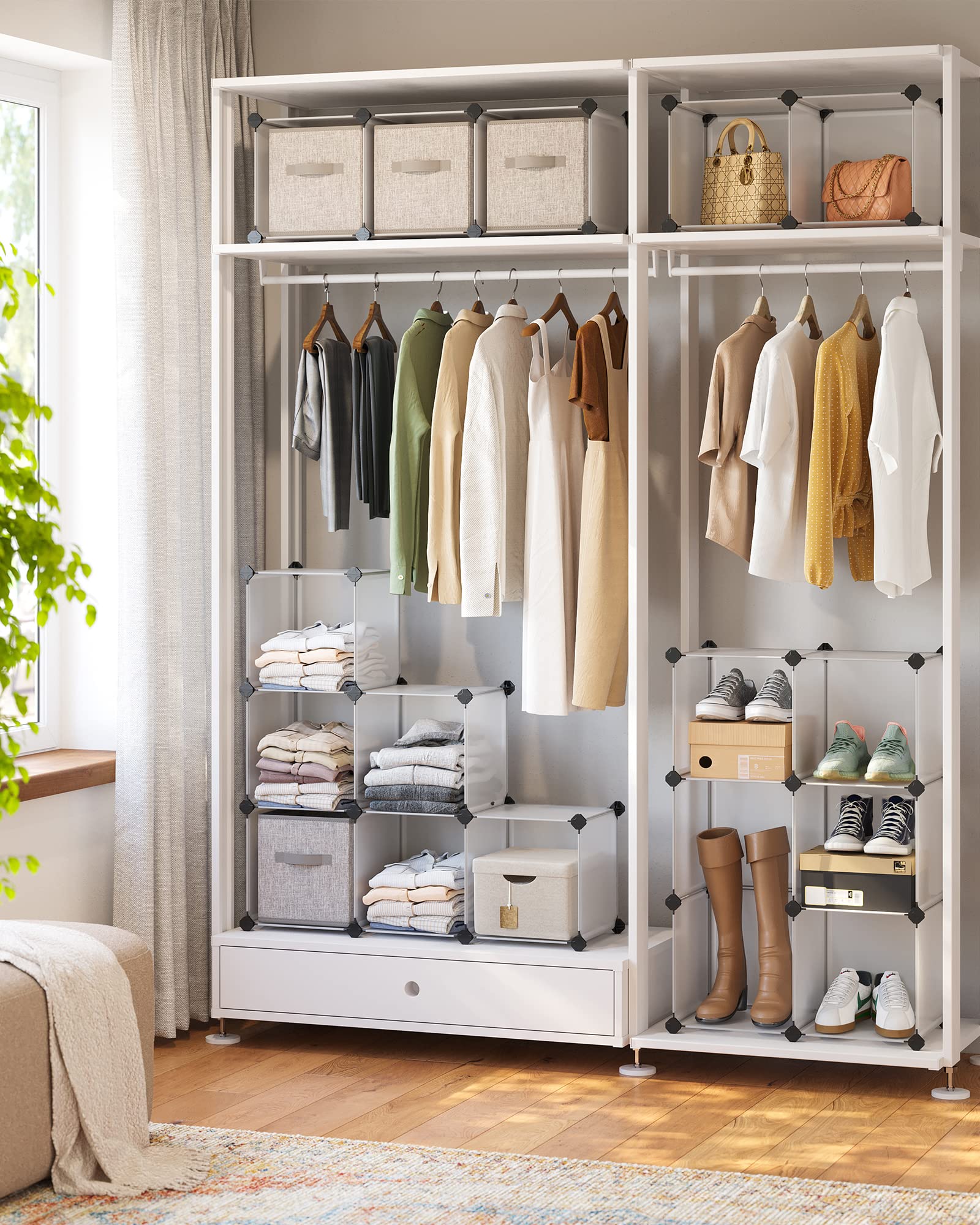 SONGMICS Cube Storage Organizer, 16 Cube Closet Organizers 48.4 x 12.2 x 48.4 Inches, White ULPC44L 🍁 All In One Marketplace Canada