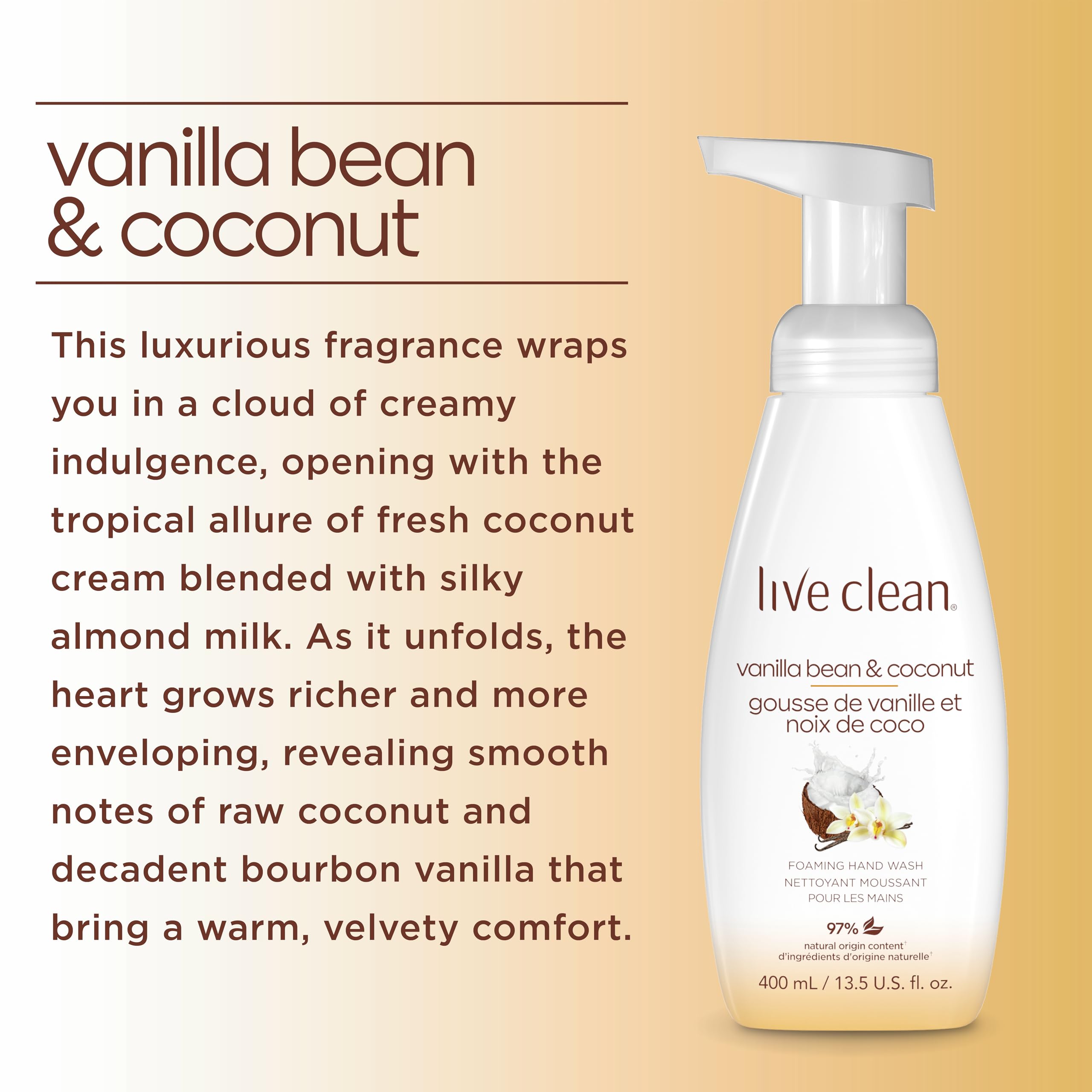 Live Clean Foaming Hand Wash, Vanilla Bean & Coconut, 400 mL, 4 Count 🍁 All In One Marketplace Canada