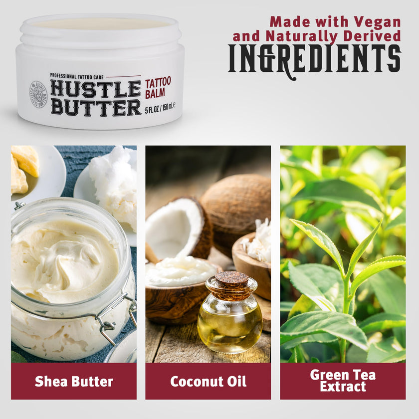 Hustle Butter Tattoo Aftercare 5oz Tattoo Balm, Heals + Protects New Tattoos and Rejuvenates Older Tattoos - 100% Vegan Tattoo Cream No-Petroleum 🍁 All In One Marketplace Canada