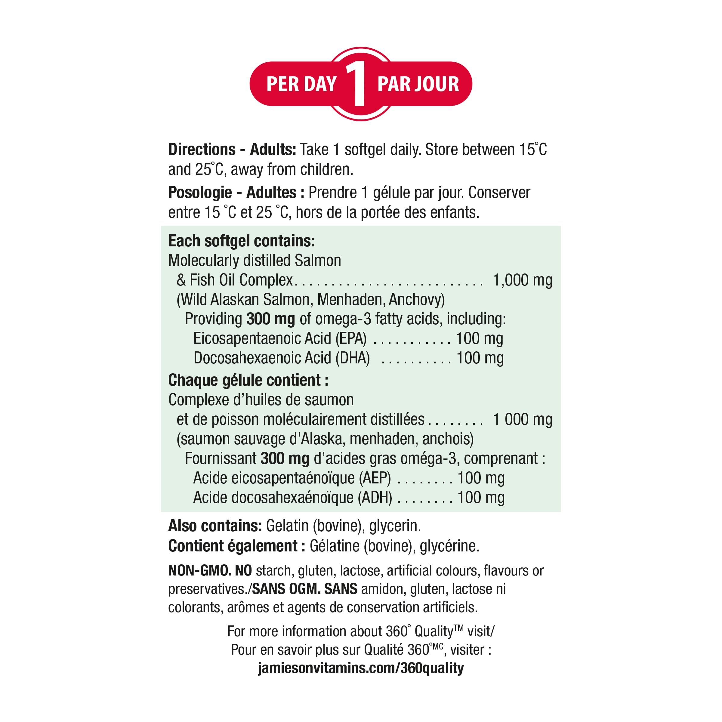 Jamieson Salmon and Fish Oil 1,000 mg Softgels, Bonus Size, Supports Heart and Brain Health. With Wild Salmon, EPA and DHA, Non-GMO, Gluten-Free, 200 Count, Proudly Canadian 🍁 All In One Marketplace Canada