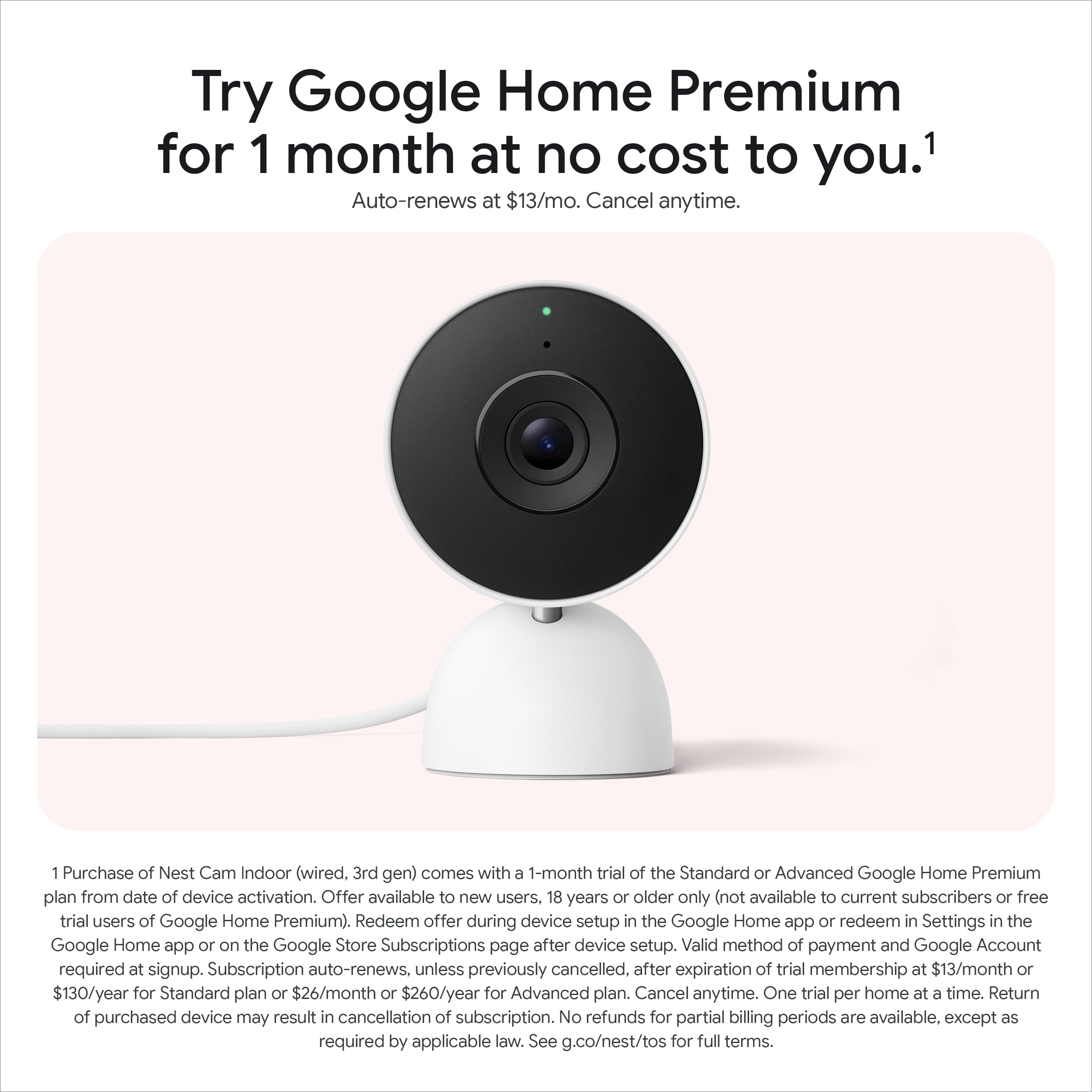 Google Nest Cam Indoor (Wired, 3rd gen) - 2K Video and Gemini 🍁 All In One Marketplace Canada